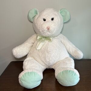 Animal Alley Toys R Us White Teddy Bear Green Bow Paws Plush Stuffed Animal 22"